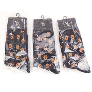 3 Pack Yo Sox Graphic Print Mens Crew Socks Pumpkin Halloween Size 7-12